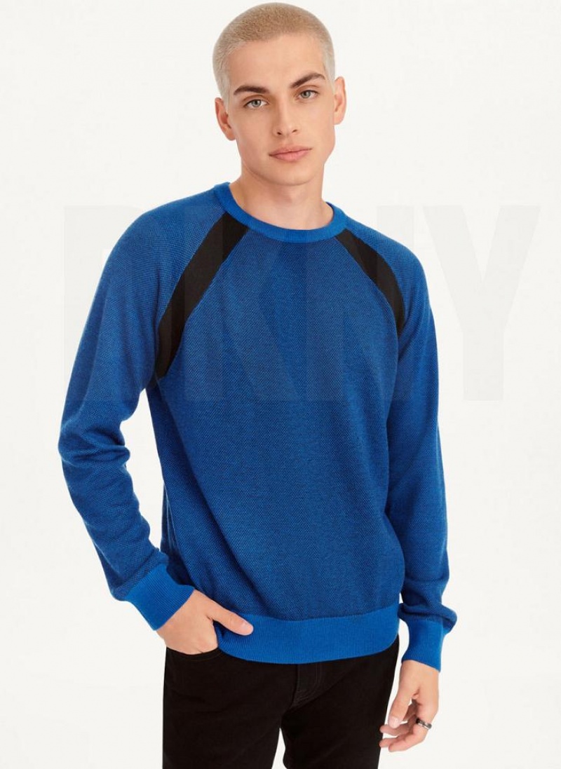 DKNY Birdseye Stitch Pullover Herren Tiefesblau | Austria_D0827