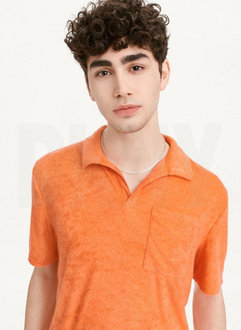 DKNY Blend Toweling Kurzes Sleeve Knit Hemd Herren Orange | Austria_D1299