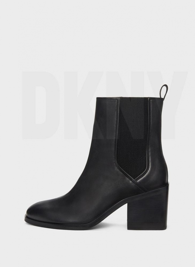 DKNY Block Heel Chelsea Stiefel Damen Schwarz | Austria_D1264