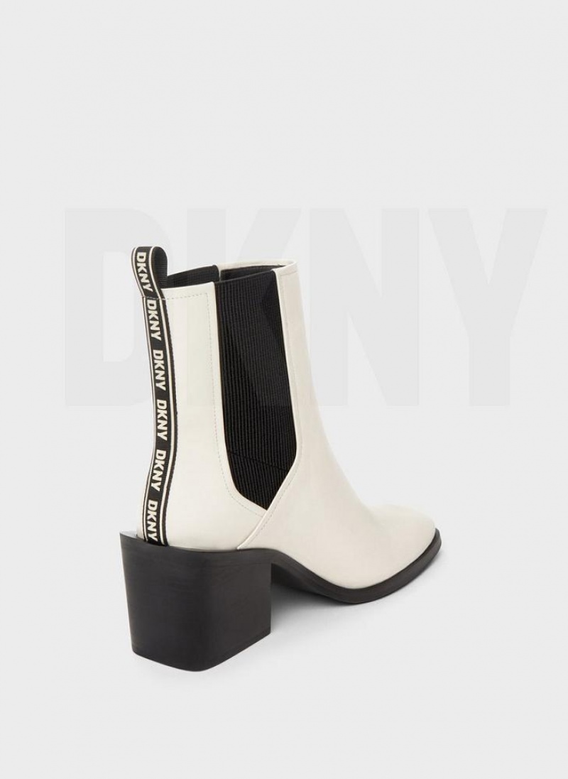 DKNY Block Heel Chelsea Stiefel Damen Weiß | Austria_D0244