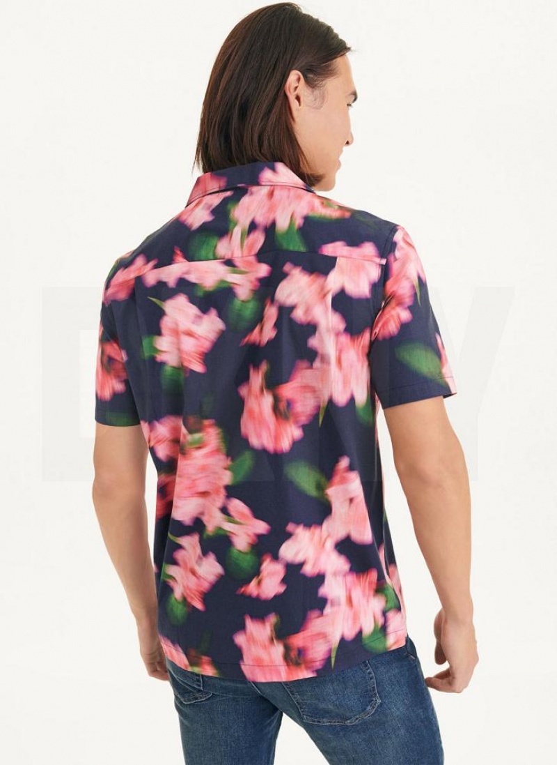 DKNY Blurred Floral Camp Hemd Herren Navy Rosa | Austria_D1530