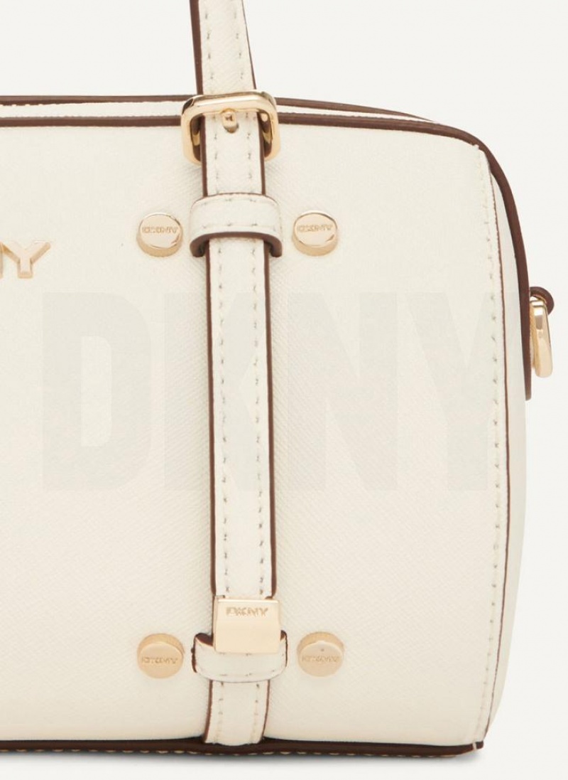 DKNY Bo Mini Duffle Umhängetasche Damen Weiß Gold | Austria_D1378