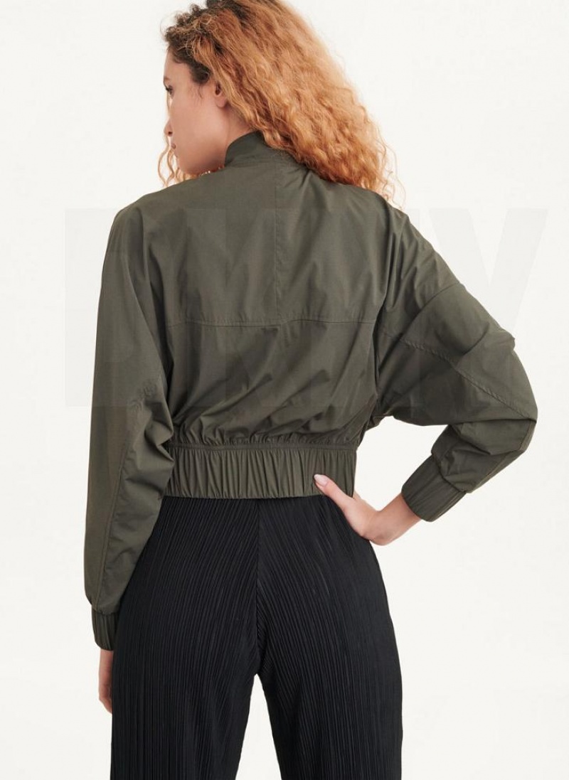 DKNY Bomber Jacken Damen Olivgrün | Austria_D1364