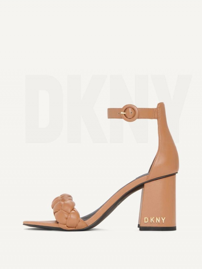 DKNY Braided Ankle Riemen Block Sandalen Damen Braun | Austria_D1480