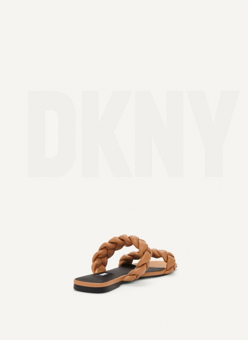 DKNY Braided Double Riemen Pantoletten Damen Braun | Austria_D1939