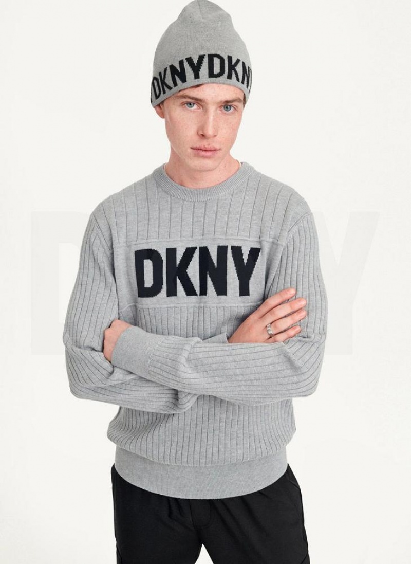 DKNY Brim Logo Mütze Herren Grau | Austria_D0375