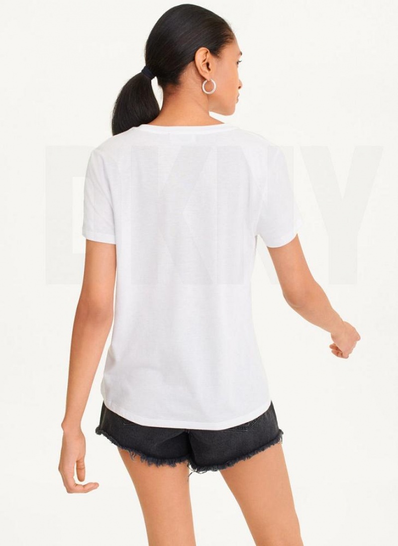 DKNY Brooklyn Bridge Logo T-shirts Damen Weiß | Austria_D1165