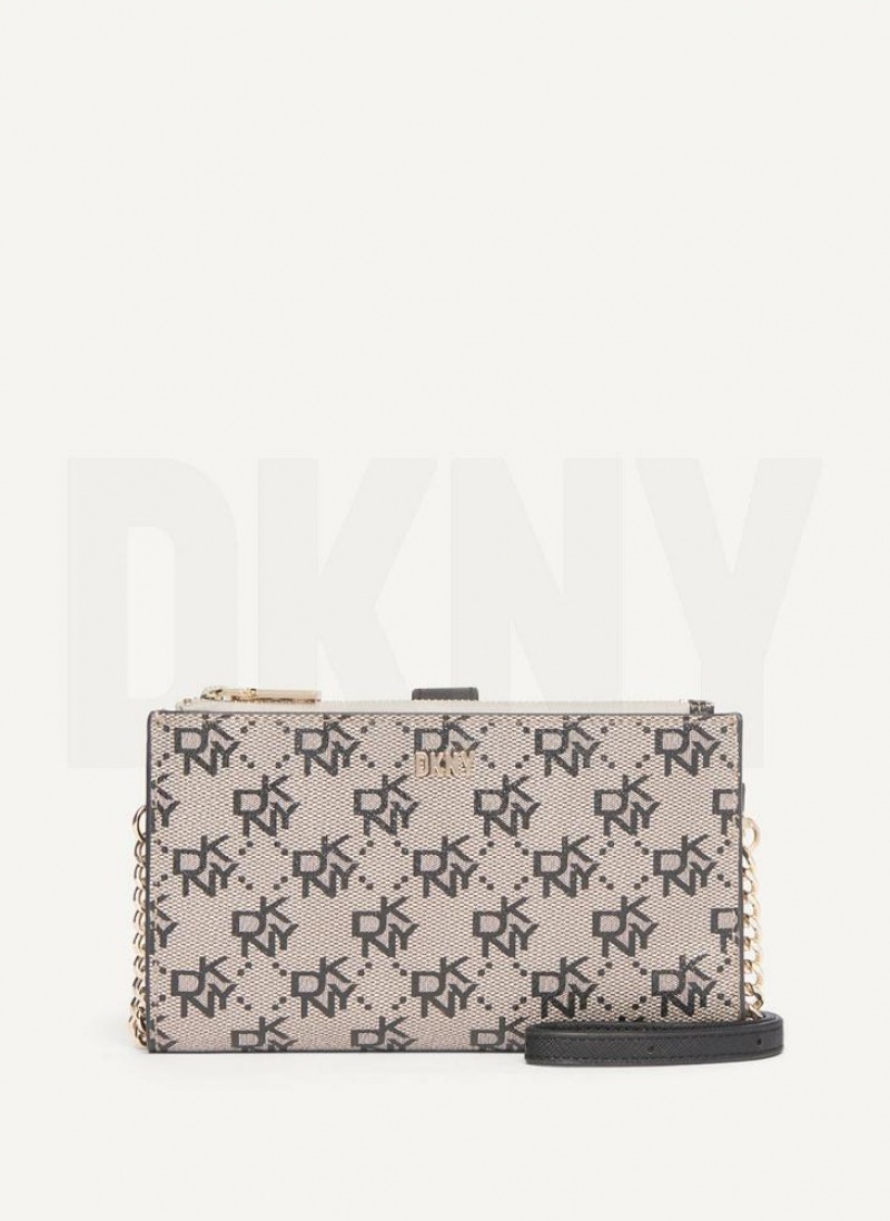 DKNY Bryant Logo Crossbody Geldbörse Damen Grau Schwarz | Austria_D1237