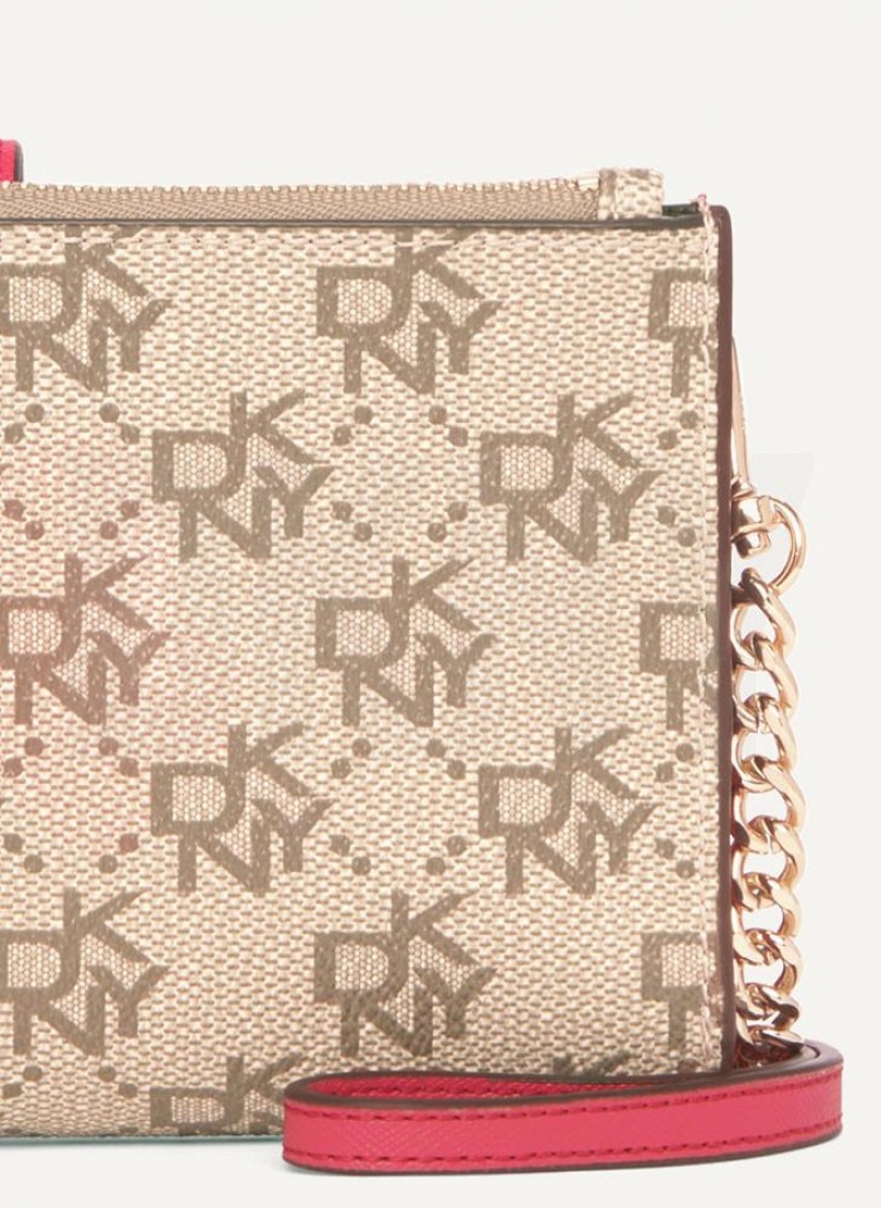 DKNY Bryant Logo Crossbody Geldbörse Damen Khaki Rosa | Austria_D0625