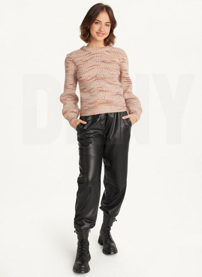 DKNY Bubble Sleeve Knit Pullover Damen Braun | Austria_D0576