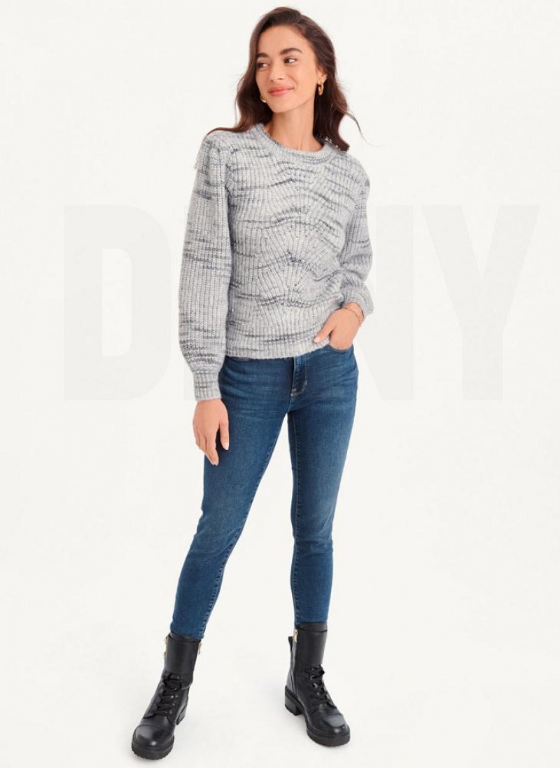 DKNY Bubble Sleeve Knit Pullover Damen Grau | Austria_D0924