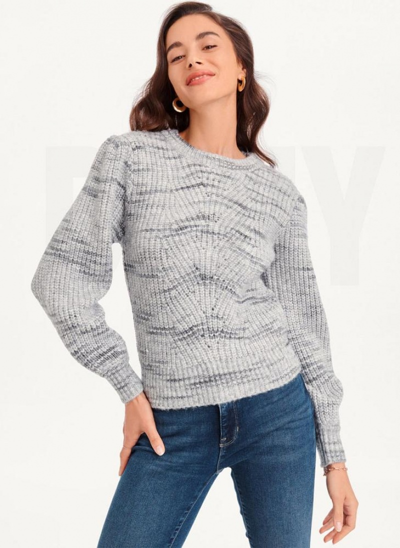 DKNY Bubble Sleeve Knit Pullover Damen Grau | Austria_D0924