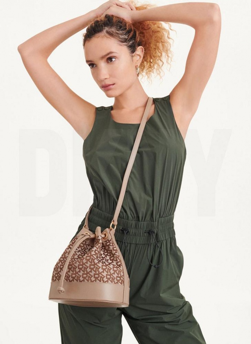 DKNY Bucket Umhängetasche Damen Braun | Austria_D1458