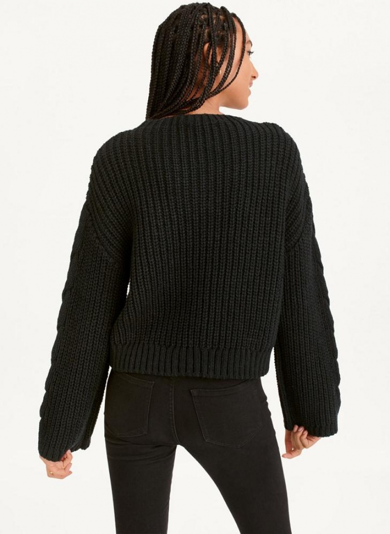 DKNY Cable Knit Pullover Damen Schwarz | Austria_D0549