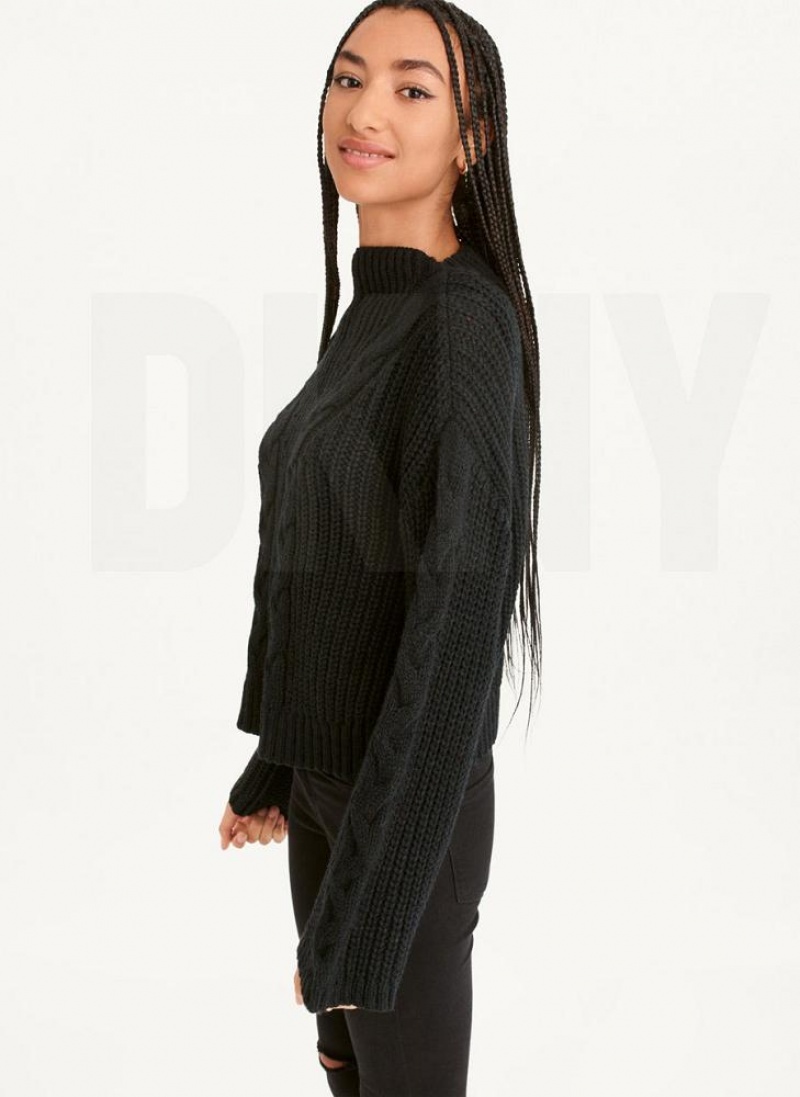 DKNY Cable Knit Pullover Damen Schwarz | Austria_D0549