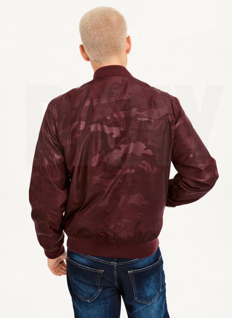 DKNY Camo Bomber Jacken Herren Bordeaux | Austria_D0289