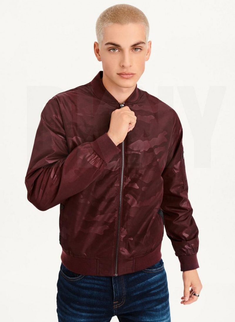 DKNY Camo Bomber Jacken Herren Bordeaux | Austria_D0289