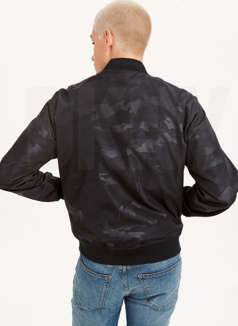 DKNY Camo Bomber Jacken Herren Schwarz | Austria_D0237