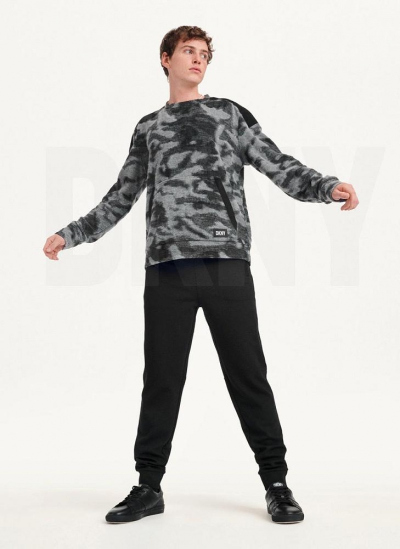 DKNY Camo Crewneck Sweatshirts Herren Schwarz Mehrfarbig | Austria_D0785