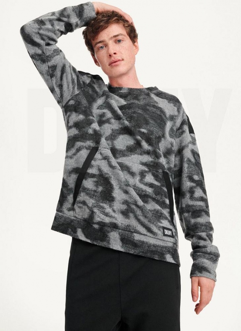 DKNY Camo Crewneck Sweatshirts Herren Schwarz Mehrfarbig | Austria_D0785