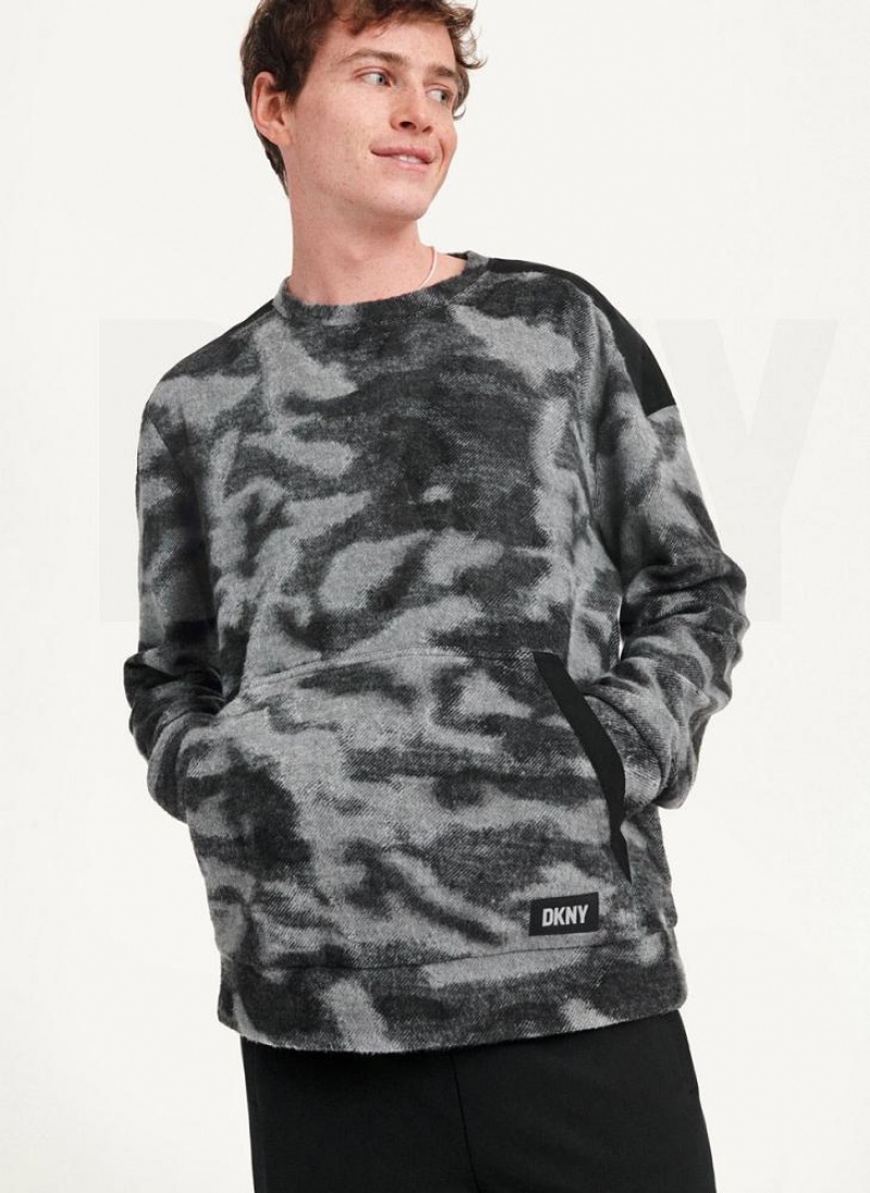 DKNY Camo Crewneck Sweatshirts Herren Schwarz Mehrfarbig | Austria_D0785