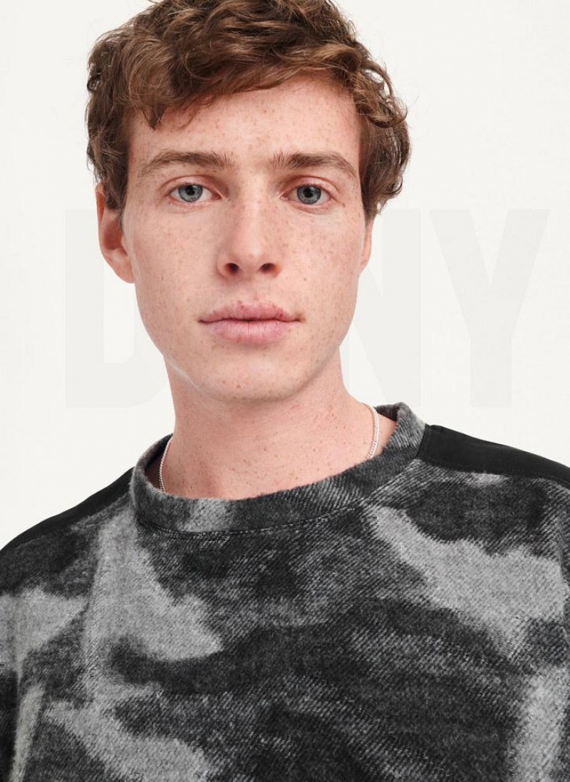 DKNY Camo Crewneck Sweatshirts Herren Schwarz Mehrfarbig | Austria_D0785