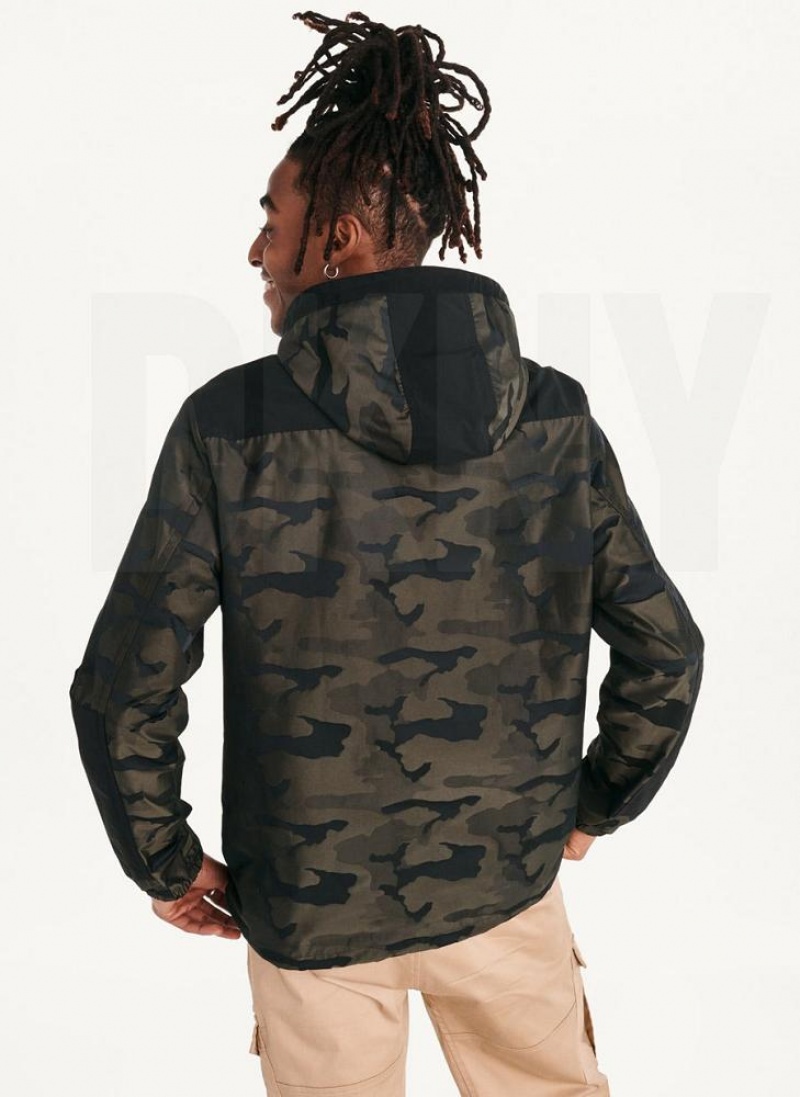 DKNY Camo Mit Kapuze Jacken Herren Olivgrün | Austria_D0378