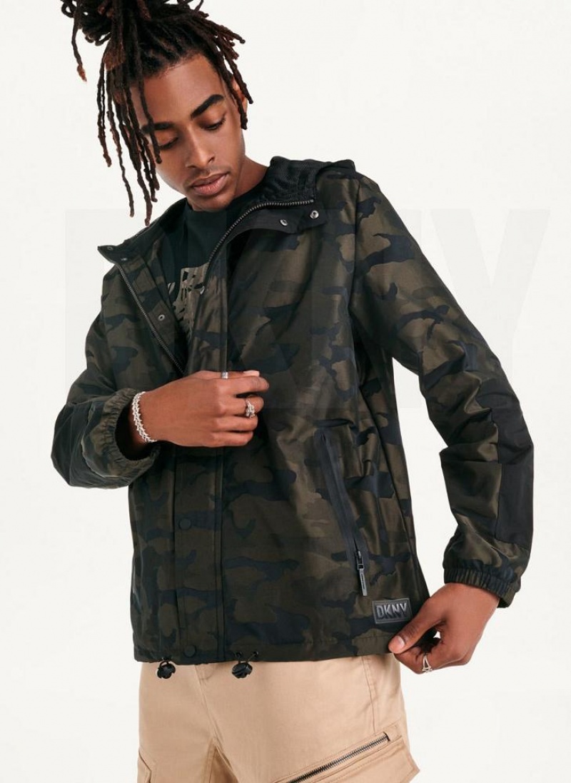 DKNY Camo Mit Kapuze Jacken Herren Olivgrün | Austria_D0378