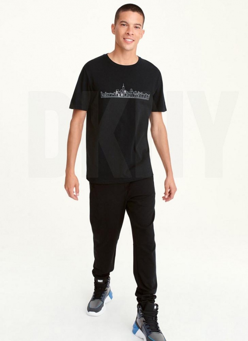 DKNY Cityscape Sketch T-shirts Herren Schwarz | Austria_D0351