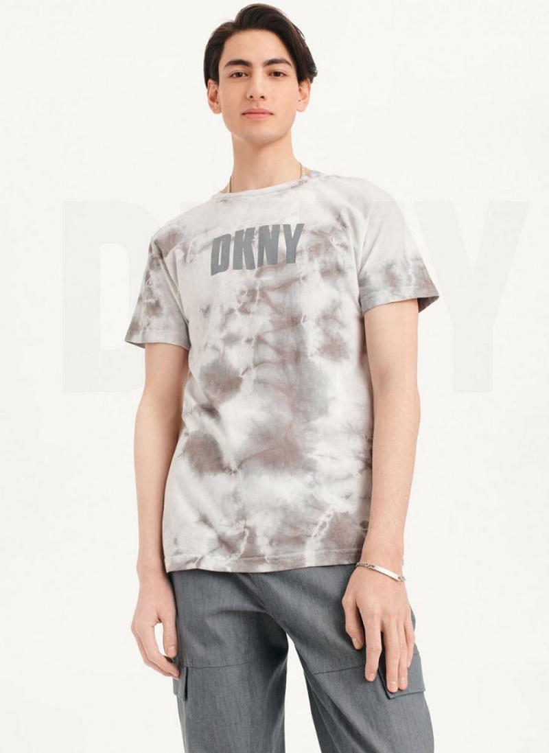 DKNY Cloud Wash Logo T-shirts Herren Grau | Austria_D1301