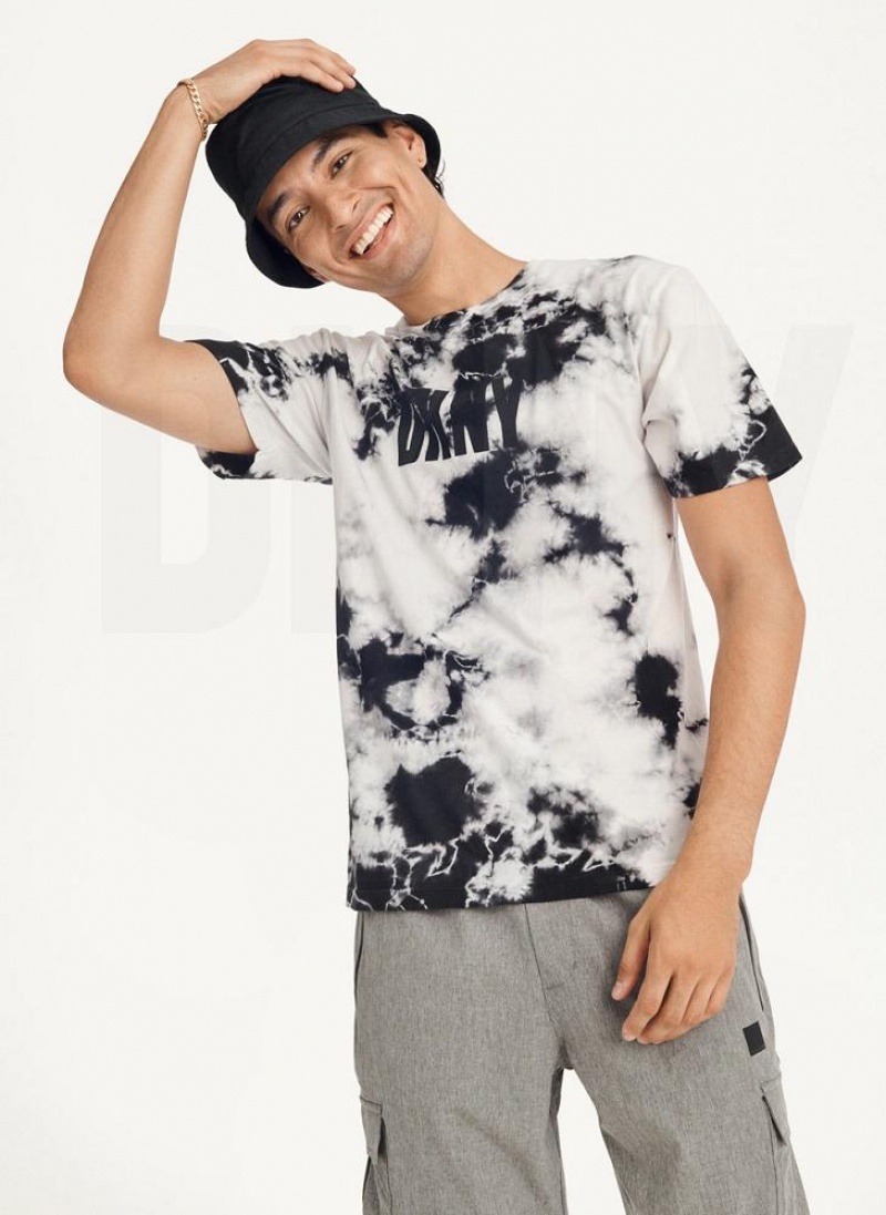 DKNY Cloud Wash Logo T-shirts Herren Schwarz | Austria_D0568