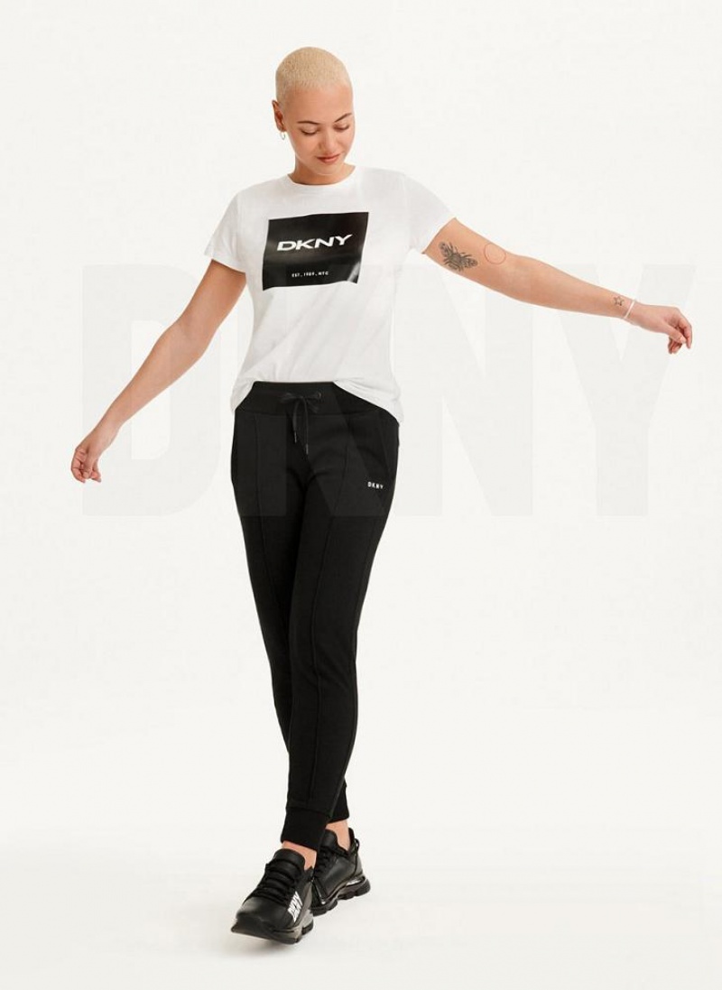 DKNY Coated Box Logo T-shirts Damen Weiß | Austria_D1662