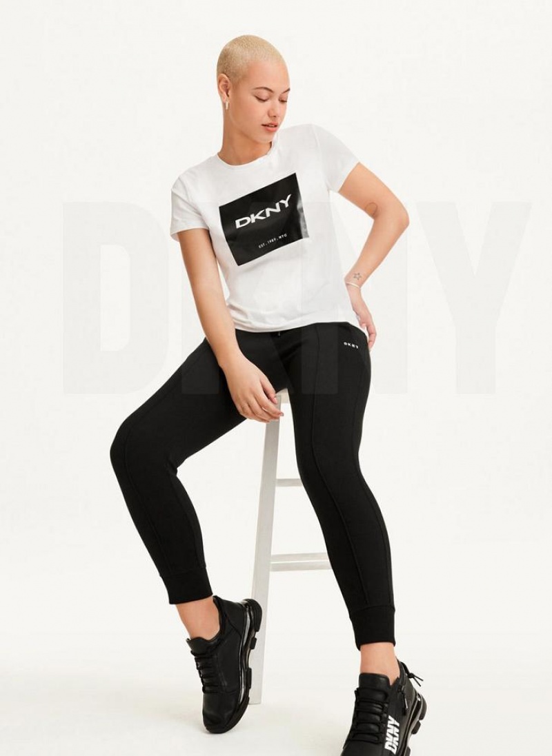 DKNY Coated Box Logo T-shirts Damen Weiß | Austria_D1662