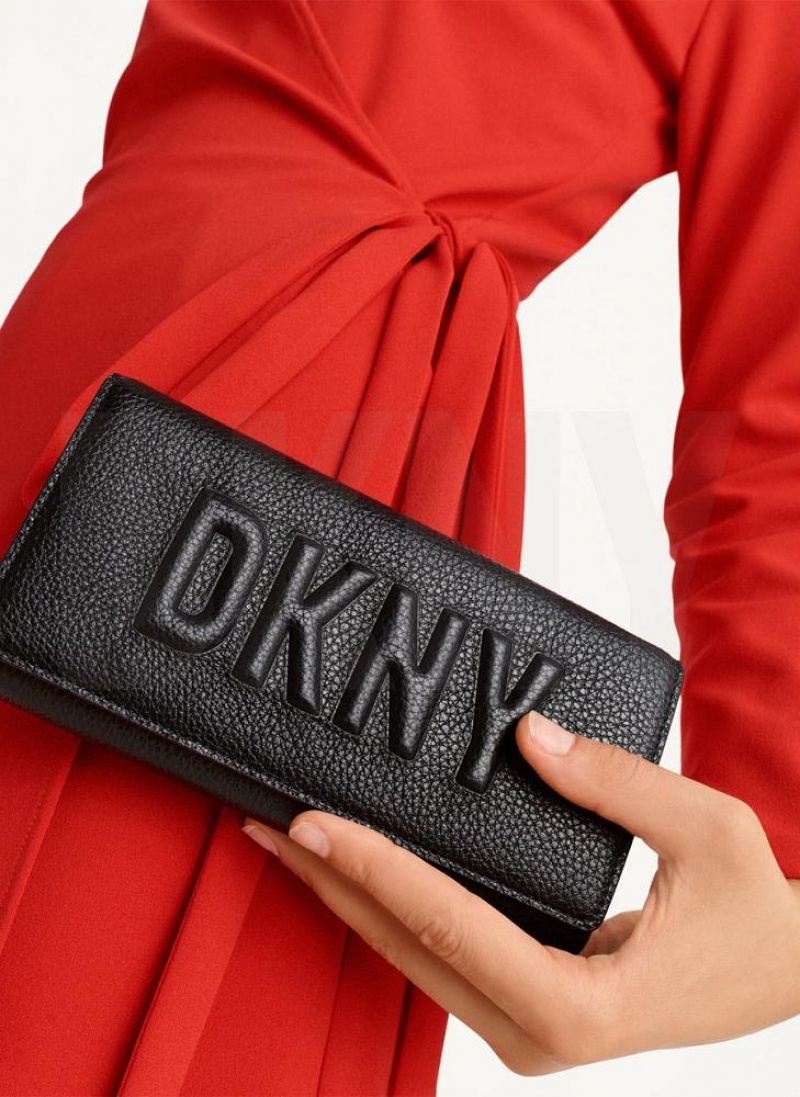 DKNY Continental Raised Logo Geldbörse Damen Schwarz | Austria_D1456