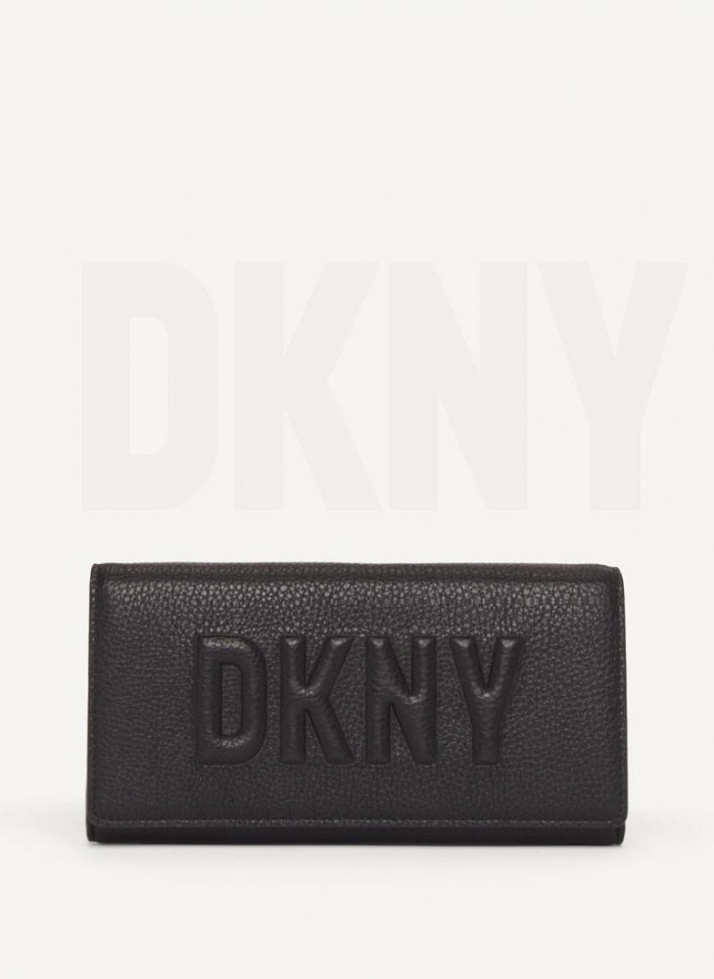 DKNY Continental Raised Logo Geldbörse Damen Schwarz | Austria_D1456