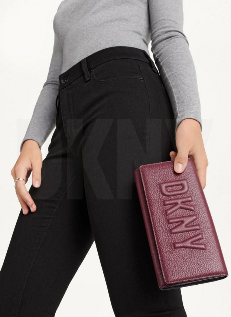 DKNY Continental Raised Logo Geldbörse Damen Bordeaux | Austria_D1307