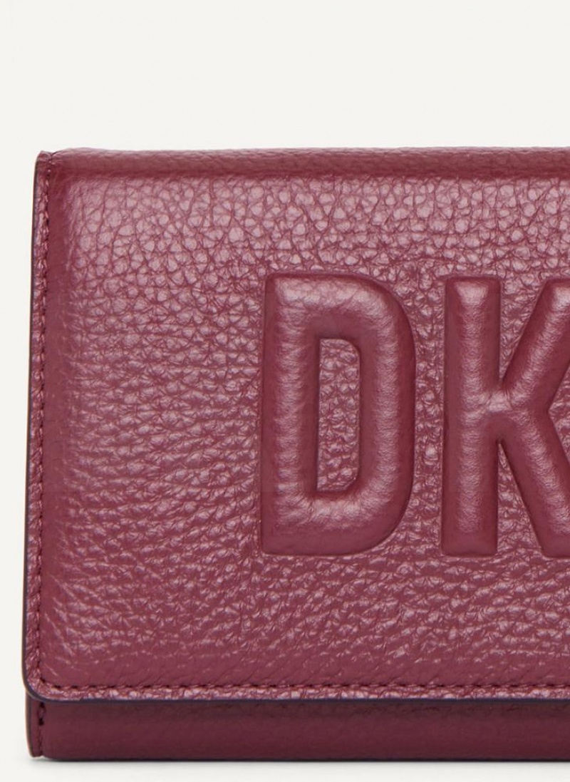 DKNY Continental Raised Logo Geldbörse Damen Bordeaux | Austria_D1307