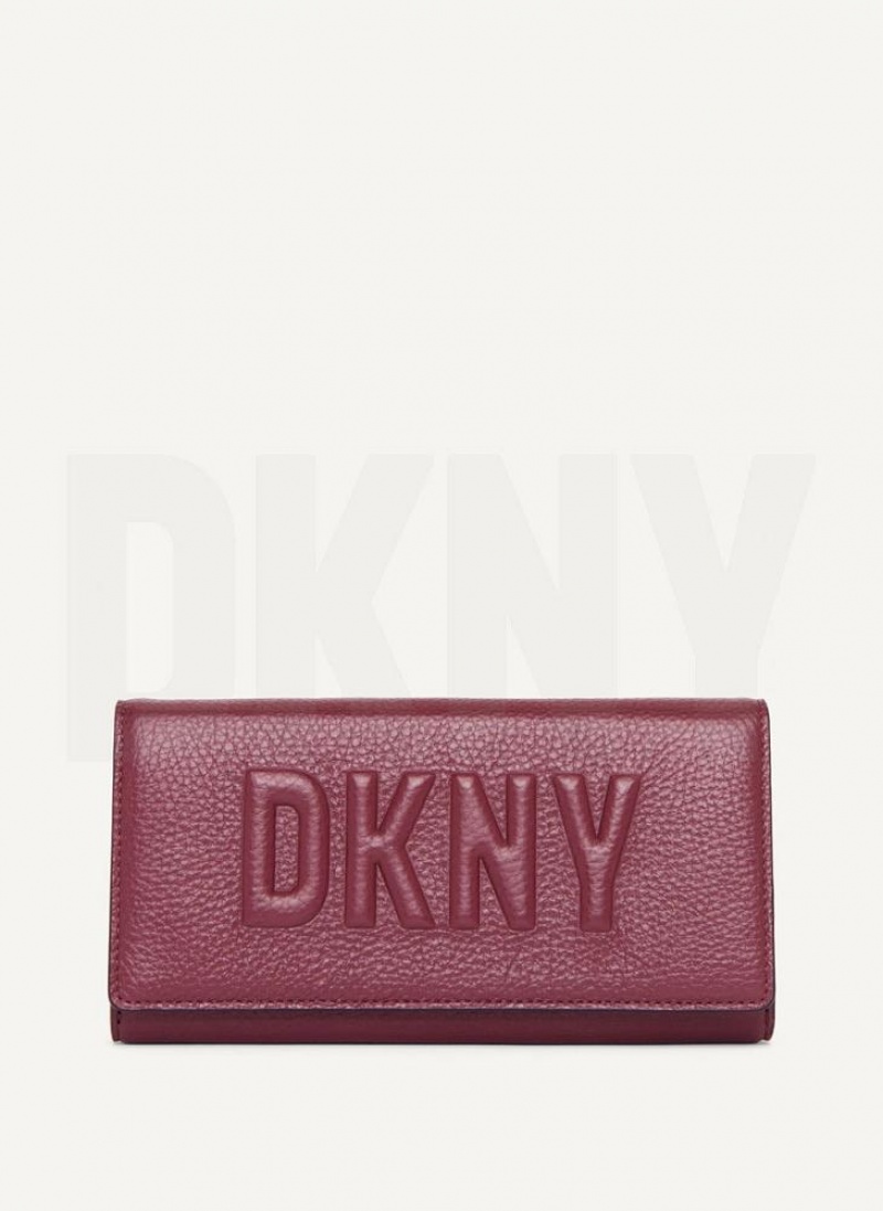 DKNY Continental Raised Logo Geldbörse Damen Bordeaux | Austria_D1307