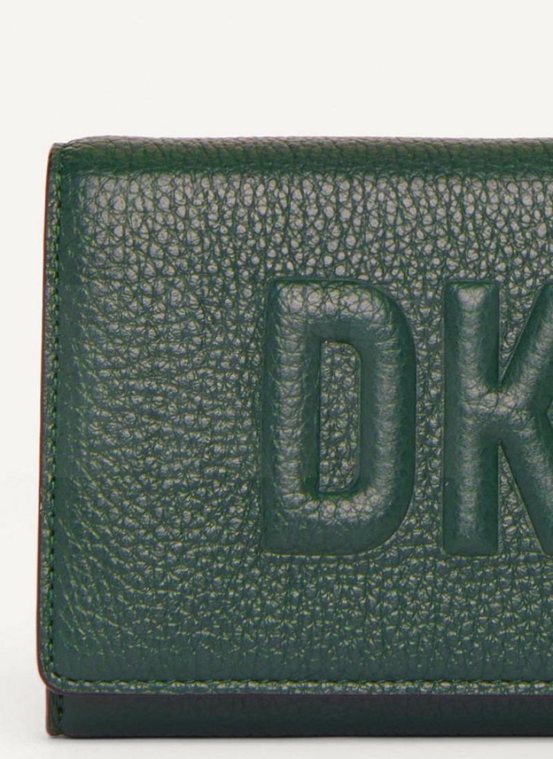 DKNY Continental Raised Logo Geldbörse Damen Grün | Austria_D0809