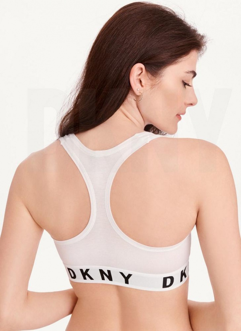 DKNY Cozy Boyfriend Racerback BHs Damen Weiß Schwarz | Austria_D0713