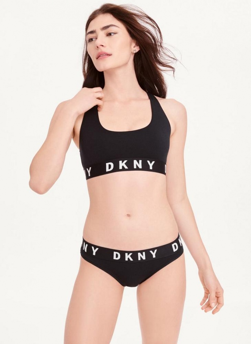 DKNY Cozy Boyfriend Racerback BHs Damen Schwarz Weiß | Austria_D0762