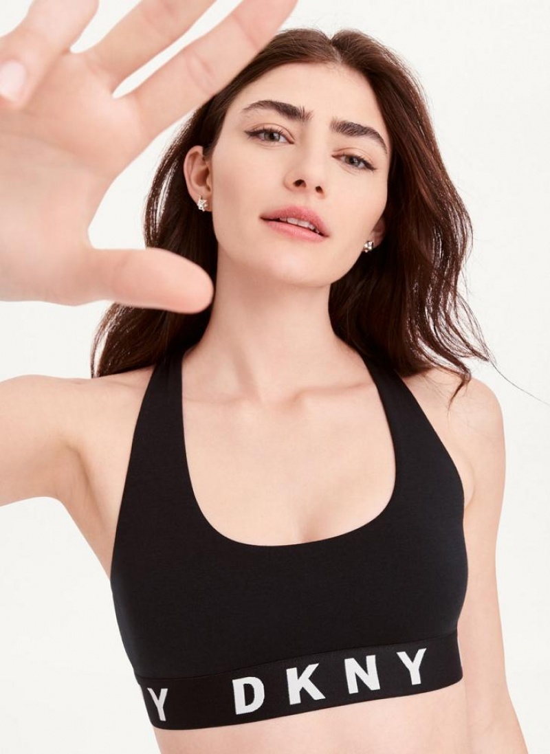 DKNY Cozy Boyfriend Racerback BHs Damen Schwarz Weiß | Austria_D0762