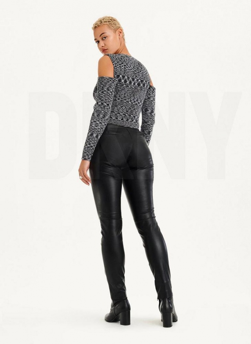 DKNY Crewneck Cut Out Shoulder Pullover Damen Schwarz | Austria_D0105