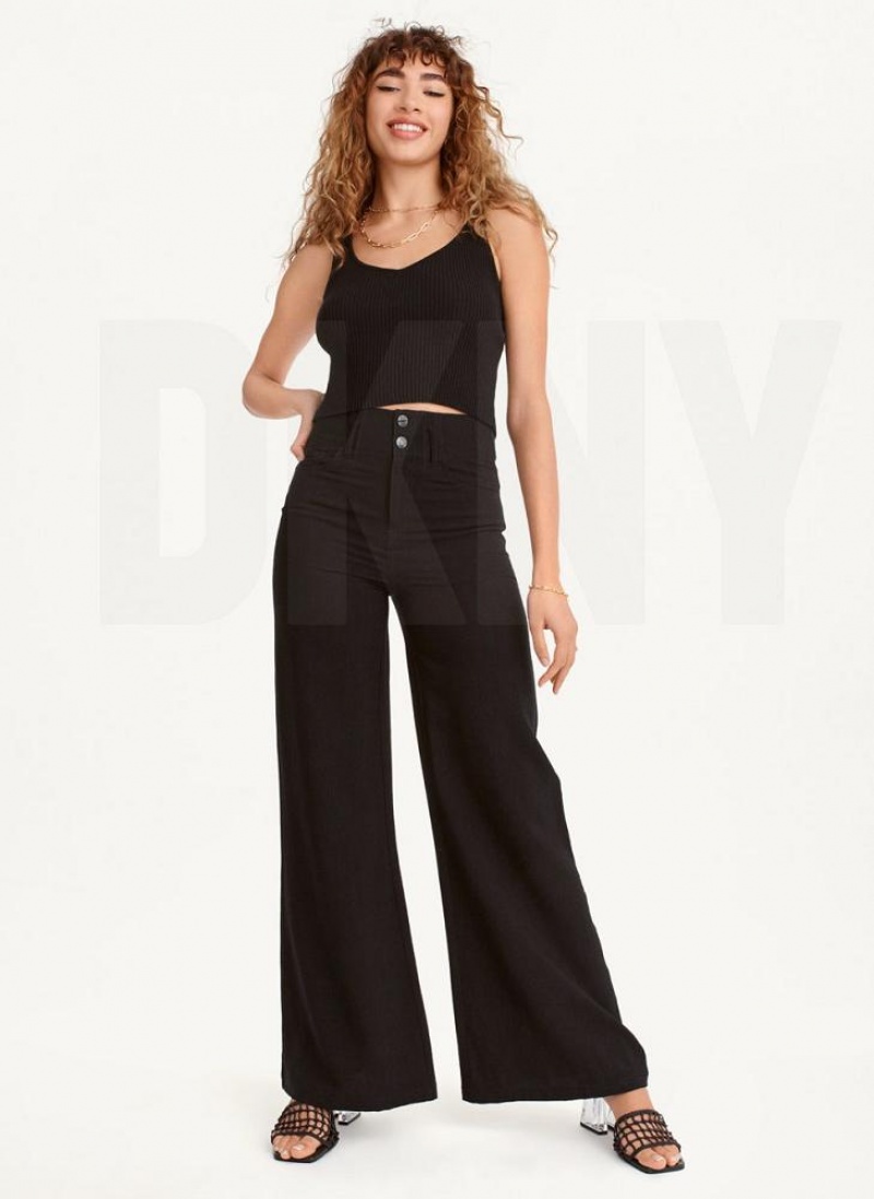 DKNY Crinkle Dressing Hose Damen Schwarz | Austria_D1699