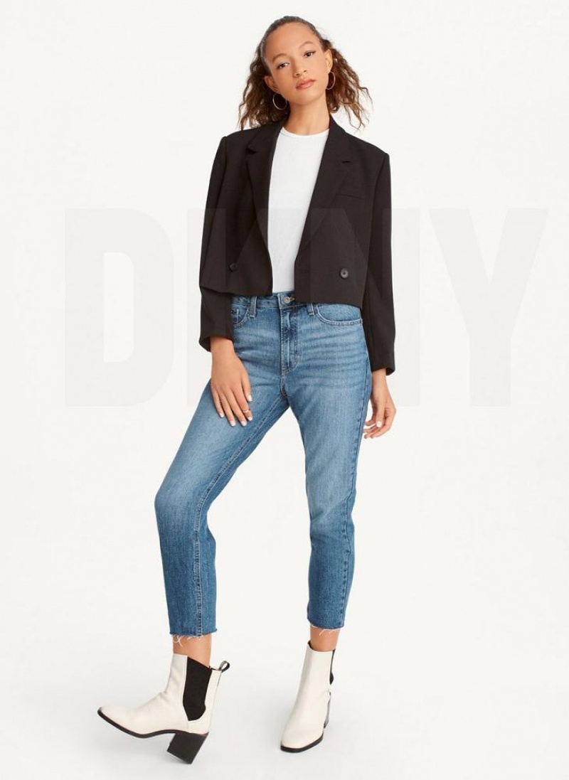 DKNY Cropped Blazer Damen Schwarz | Austria_D0379