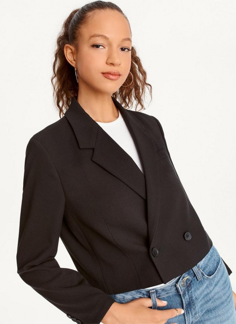 DKNY Cropped Blazer Damen Schwarz | Austria_D0379