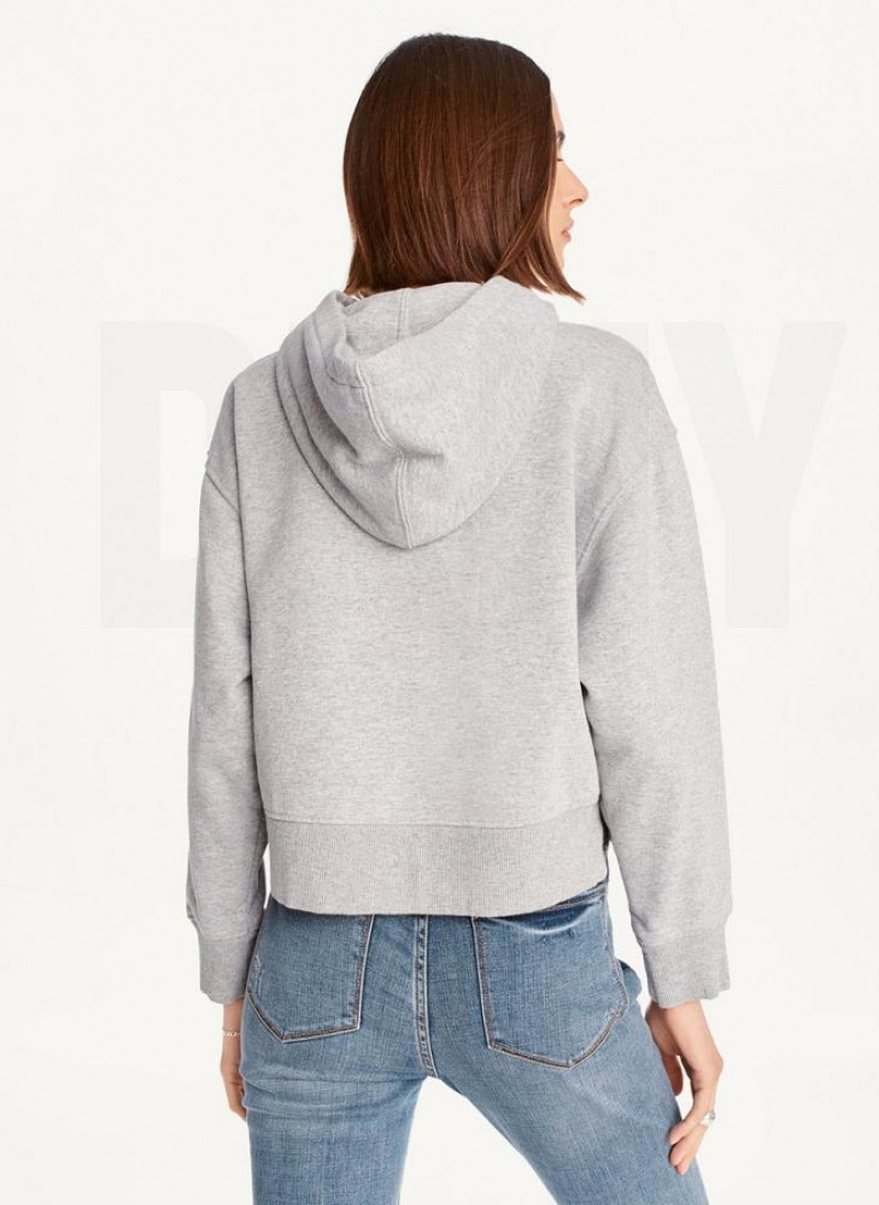 DKNY Cropped Boyfriend Hoodies Damen Grau | Austria_D1716