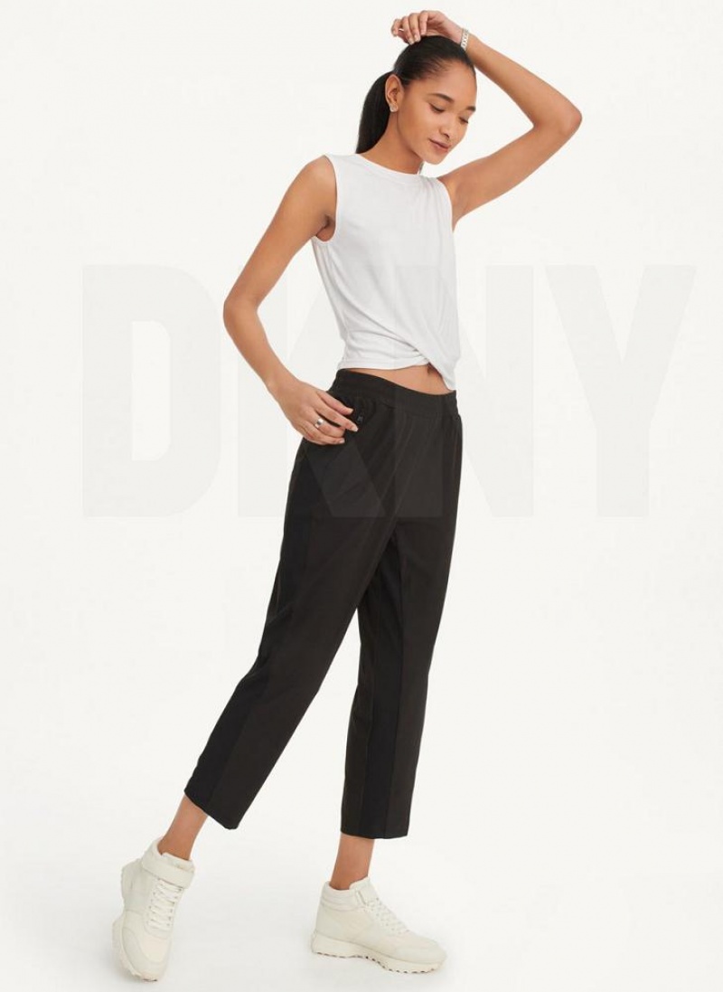 DKNY Cropped Cigarette Hose Damen Schwarz | Austria_D0825