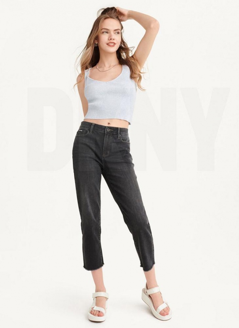 DKNY Cropped Tanktop Damen Blau | Austria_D0689