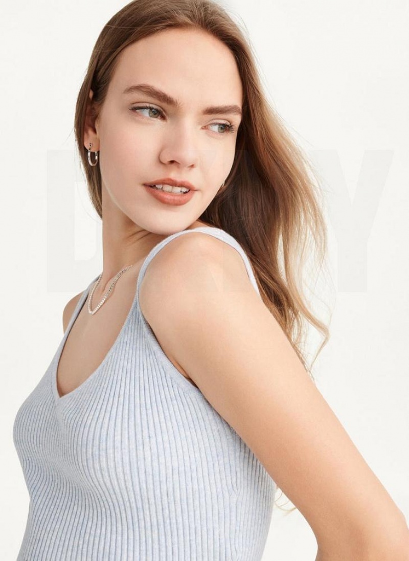 DKNY Cropped Tanktop Damen Blau | Austria_D0689